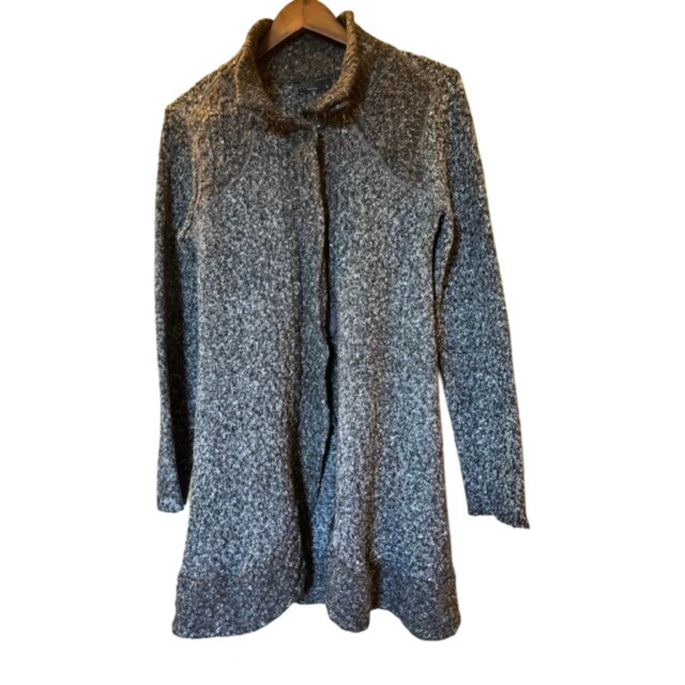 Prana Angelica Duster Longline Cardigan Sweater Salt & Pepper Snap Women's M